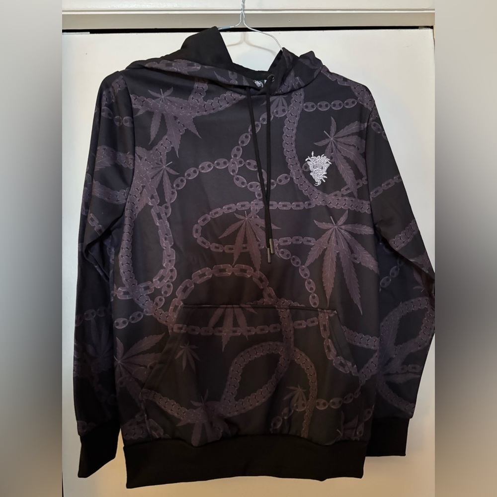 nwt- Crooks & Castles of Los Angeles 
Black Weed  Leaf Chain Printed Hoodie
